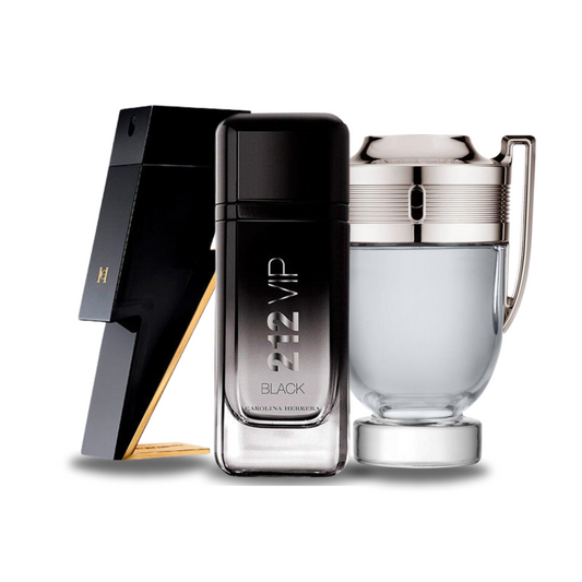 KIT 3 Perfumes: BAD BOY, 212 VIP BLACK and Paco Rabanne INVICTUS (Eau de Parfum)